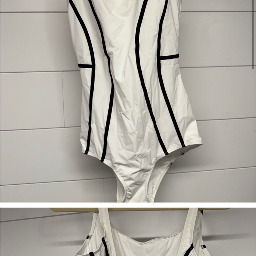 Hermoza White and Black One Piece Swimsuit